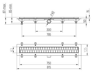Душевой лоток Paini Medium CH750MC 75см чёрный матовый